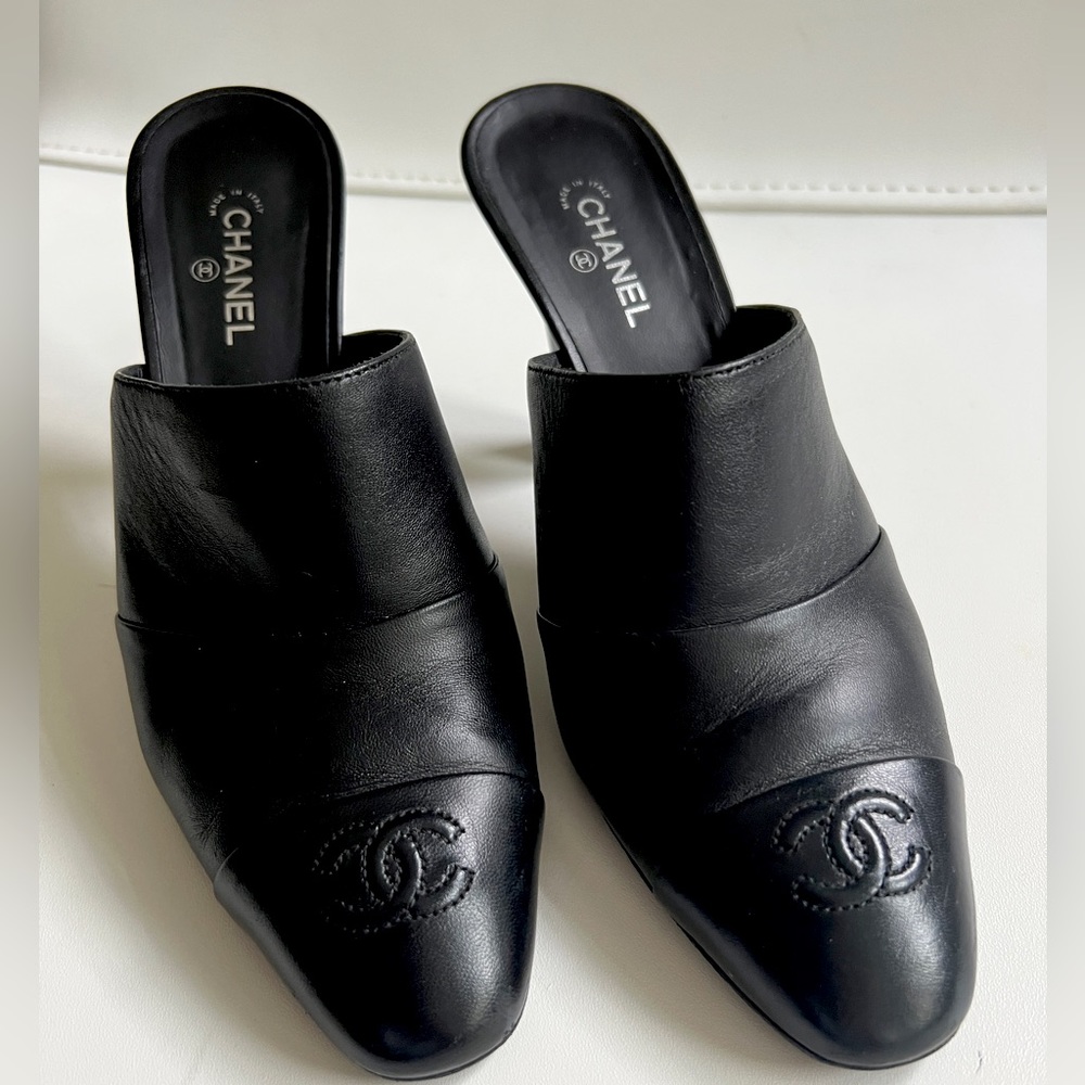 Chanel Classic Mules with medium heel.